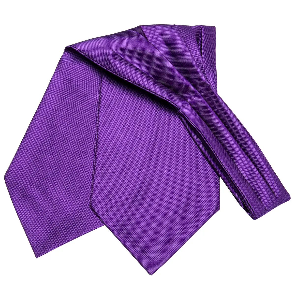 Dubulle Paisley Floral Ascot Set for Men with Pocket Square & Cufflinks, Solid Purple | Self-Tie Cravat - view 6