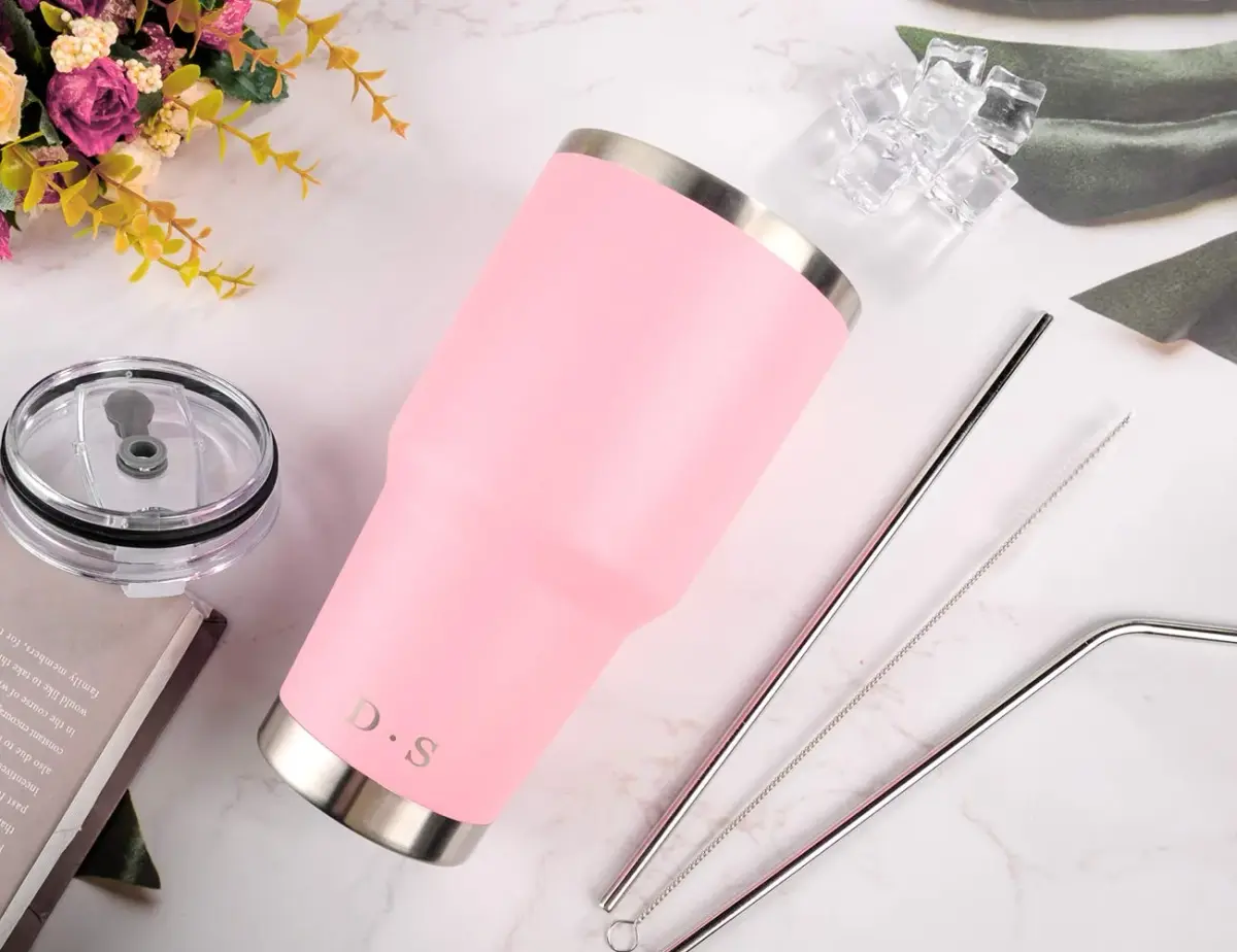 D·S Pink 30 oz Tumbler 890ml (30 fl oz) | Double Wall Vacuum Insulated Travel Coffee Mug - view 5