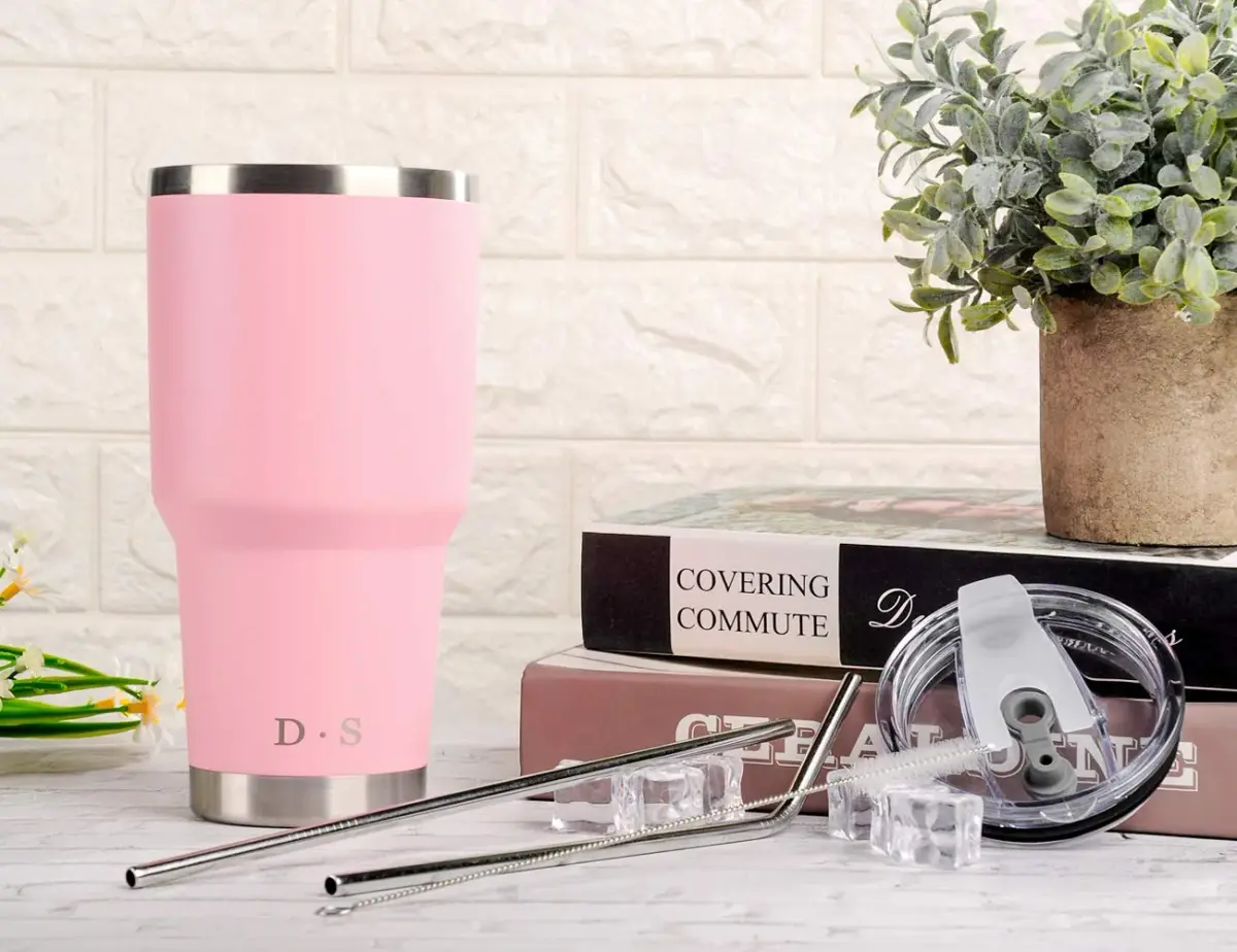 D·S Pink 30 oz Tumbler 890ml (30 fl oz) | Double Wall Vacuum Insulated Travel Coffee Mug - view 4