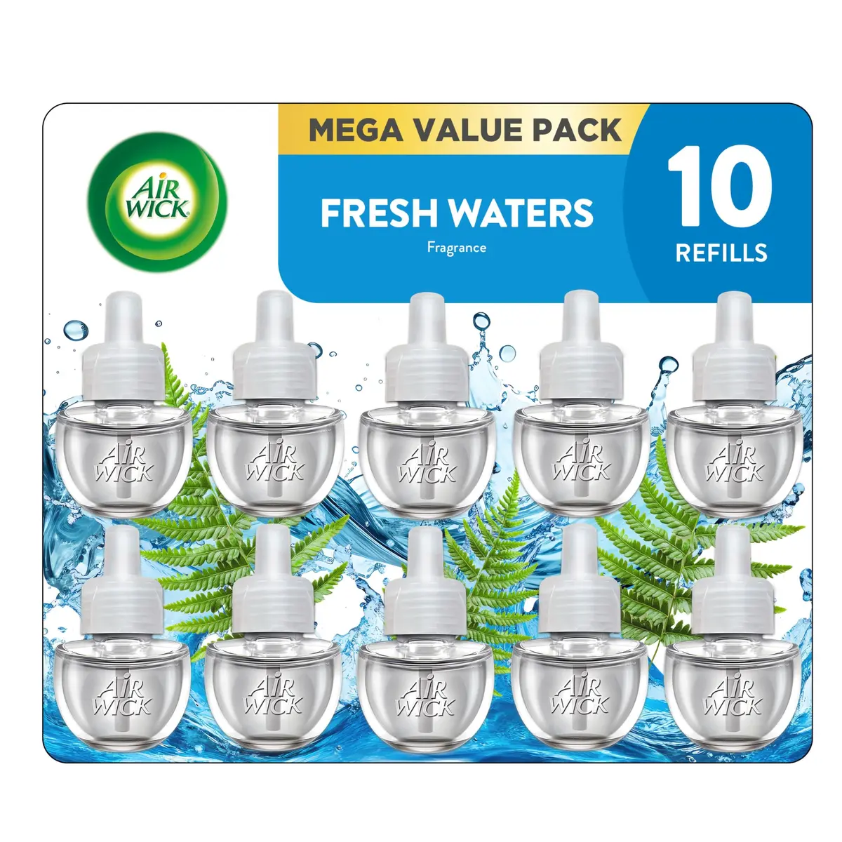 Air Wick Fresh Waters Plug-In Refills 10 Count | Continuous Fragrance Up to 60 Days - main product image