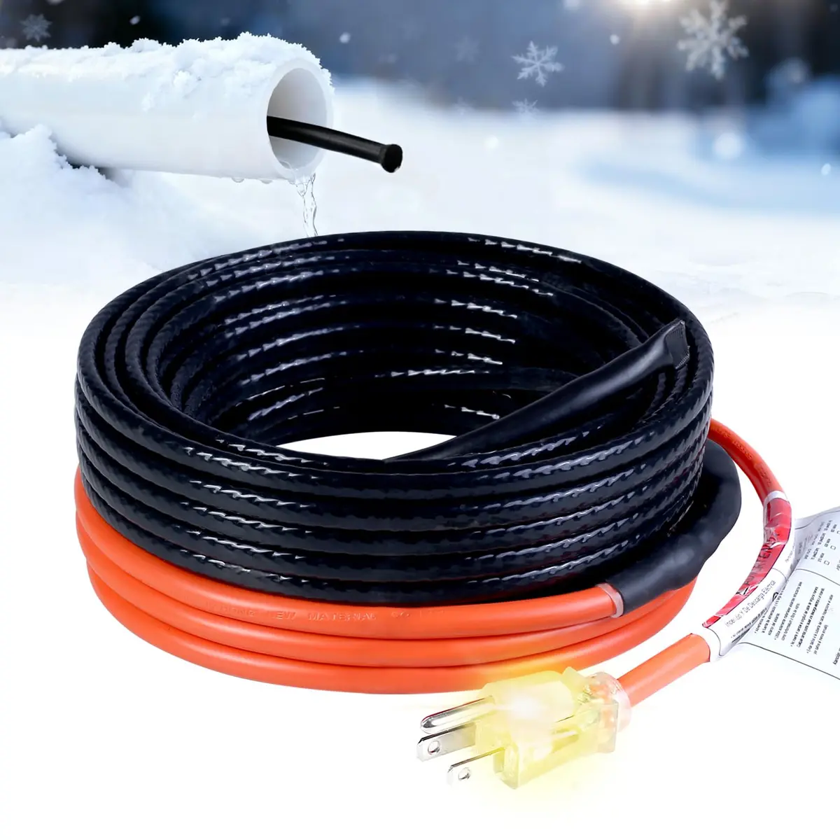 HEATIT JHSF1-CT 12FT Self-Regulating Heating Cable | 120V Pipe & Roof Freeze Protection - main product image
