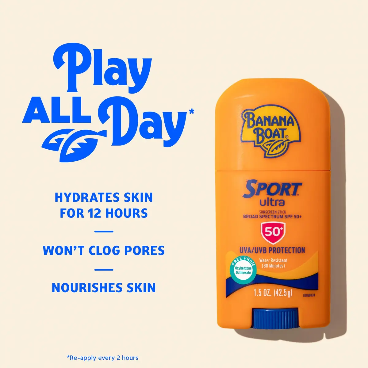 Banana Boat Sport Ultra SPF 50 Sunscreen Stick 40g (1.5 oz) | Sweat & Water Resistant 80 Min - view 3