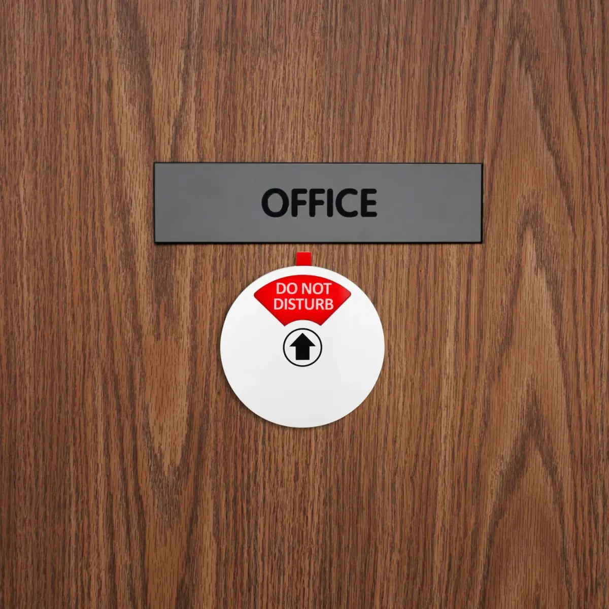 Kichwit Privacy Sign for Office Door, 5 Inch Silver | 4 Statuses: Do Not Disturb, Please Knock, In Meeting, Out of Office - view 6