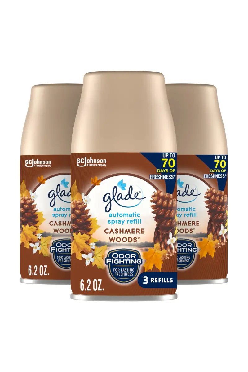 Glade Automatic Spray Refill Cashmere Woods 6.2 Oz (184ml) 3 Count | Timed Fragrance Release - main product image