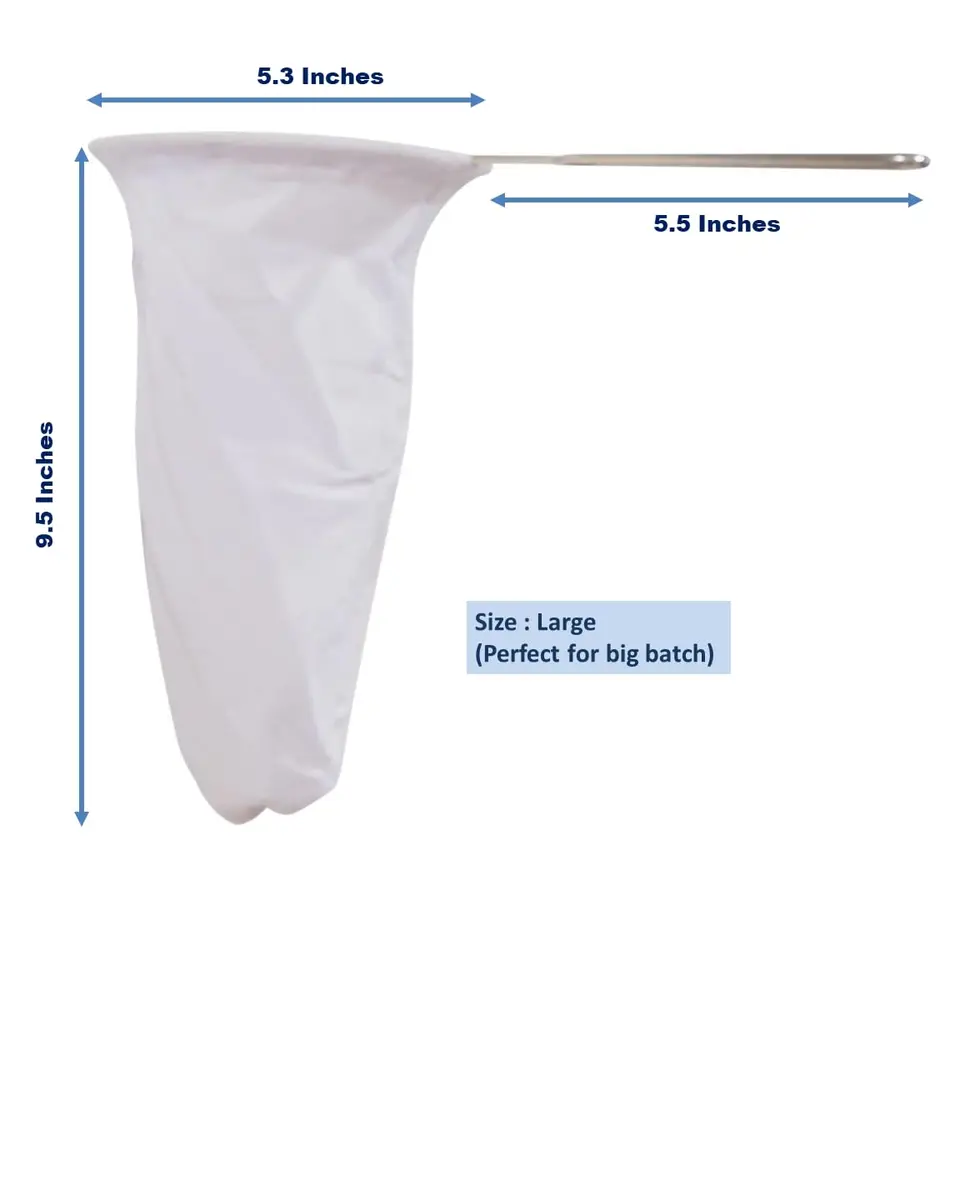 The Thika Large Reusable Thai Tea Filter 26.7 cm (10.5") | Authentic Thai Style Cloth Strainer with Metal Handle - view 2