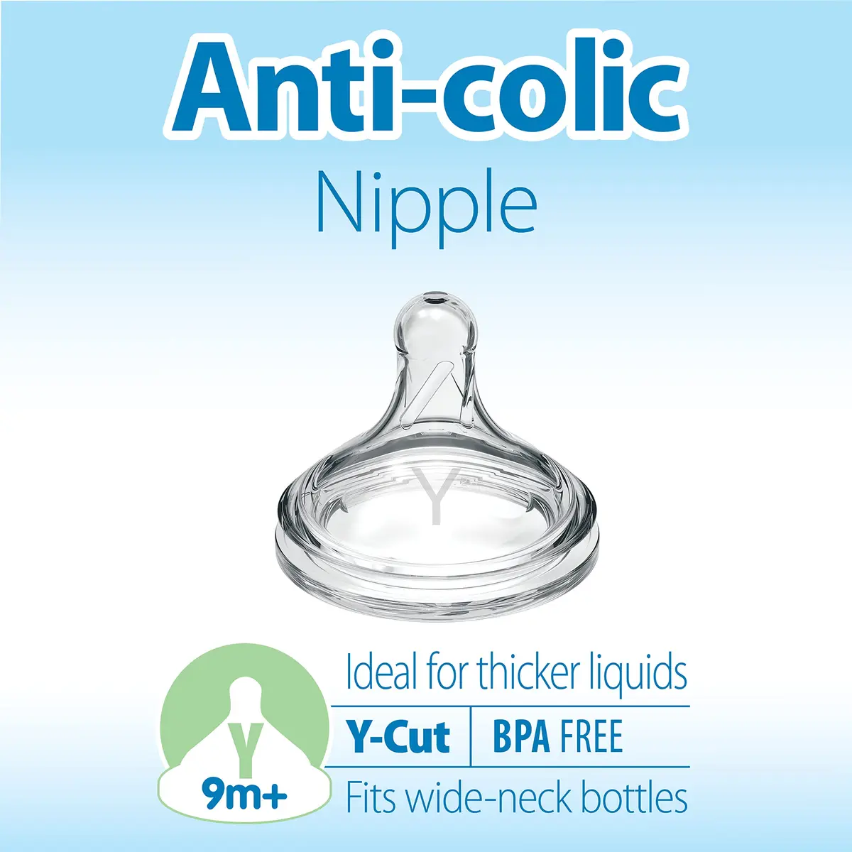 Dr. Brown's Wide-Neck Y-Cut Nipple, 9m+, 2-Pack | Silicone, Anti-Colic, Thick Liquids - view 2