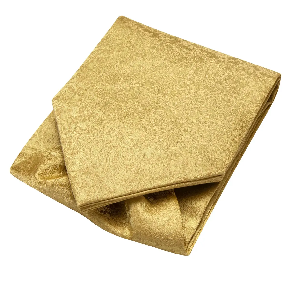 Dubulle Gold Paisley Floral Ascot Set for Men | Silk Blend Cravat, Pocket Square & Cufflinks - view 5