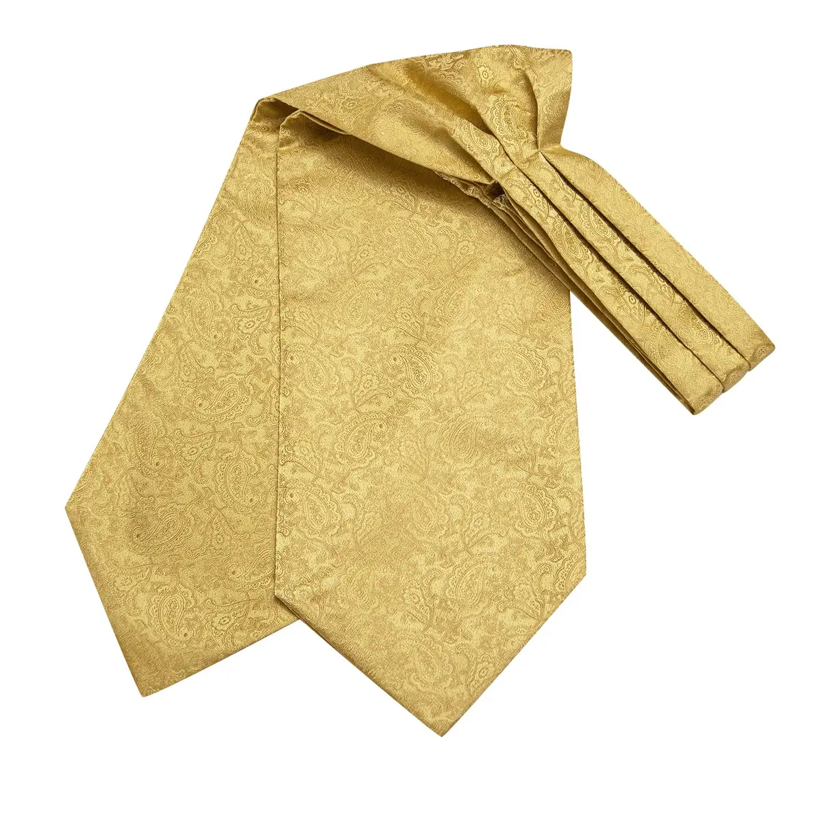 Dubulle Gold Paisley Floral Ascot Set for Men | Silk Blend Cravat, Pocket Square & Cufflinks - view 4