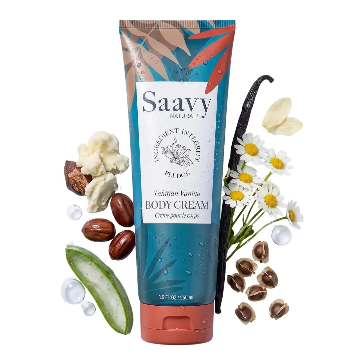 Saavy Naturals Moisturizing Body Wash for Sensitive Skin – Plant-Based & Pure with Coconut Oil, Shea Butter & Aloe Vera – Paraben-Free, Cruelty-Free – Tahitian Vanilla – 8.5 fl oz - main product image