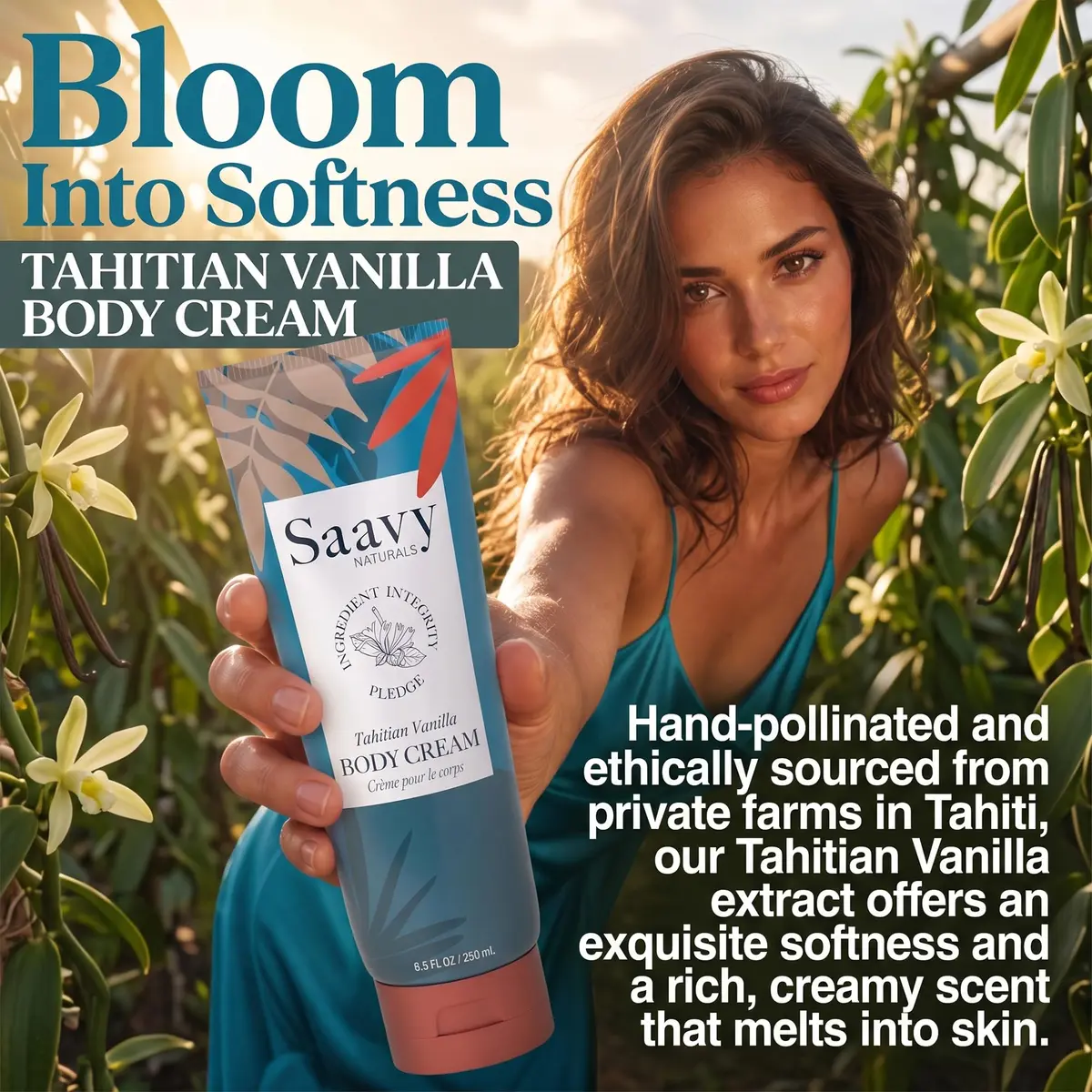Saavy Naturals Moisturizing Body Wash for Sensitive Skin – Plant-Based & Pure with Coconut Oil, Shea Butter & Aloe Vera – Paraben-Free, Cruelty-Free – Tahitian Vanilla – 8.5 fl oz - view 2
