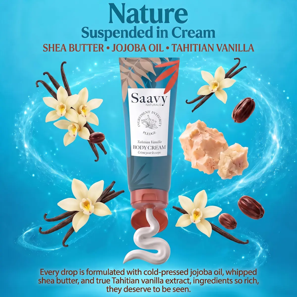 Saavy Naturals Moisturizing Body Wash for Sensitive Skin – Plant-Based & Pure with Coconut Oil, Shea Butter & Aloe Vera – Paraben-Free, Cruelty-Free – Tahitian Vanilla – 8.5 fl oz - view 3