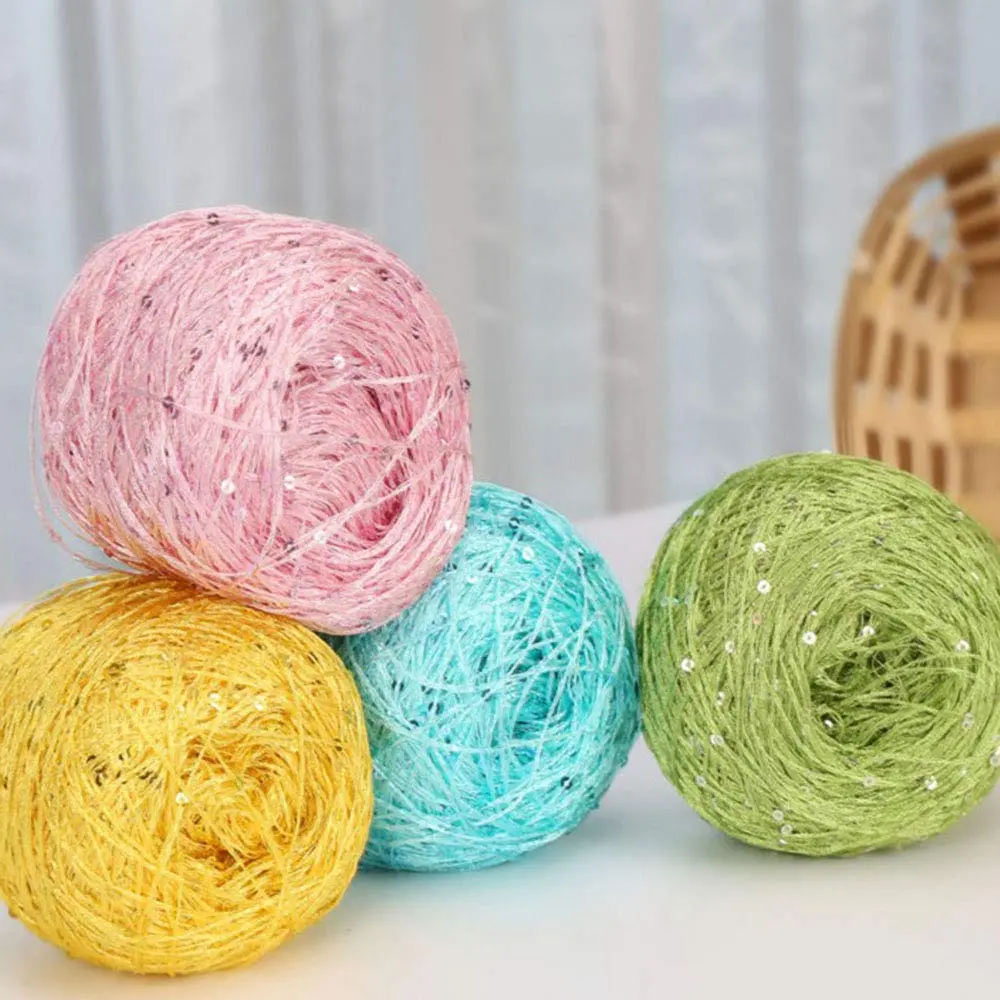 CLISIL Lilac Sequin Yarn 100g (3.5 oz) | Sparkle Fantasy Art Yarn for Crochet, Knitting, Weaving - view 3
