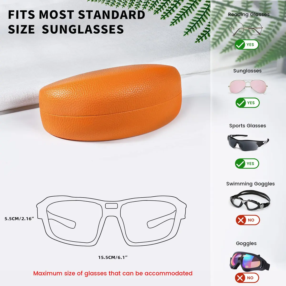 molshine Hard Shell Sunglasses Case, Classic Eyeglass Case for Men & Women, Orange | 16.5 cm (6.5") - view 5