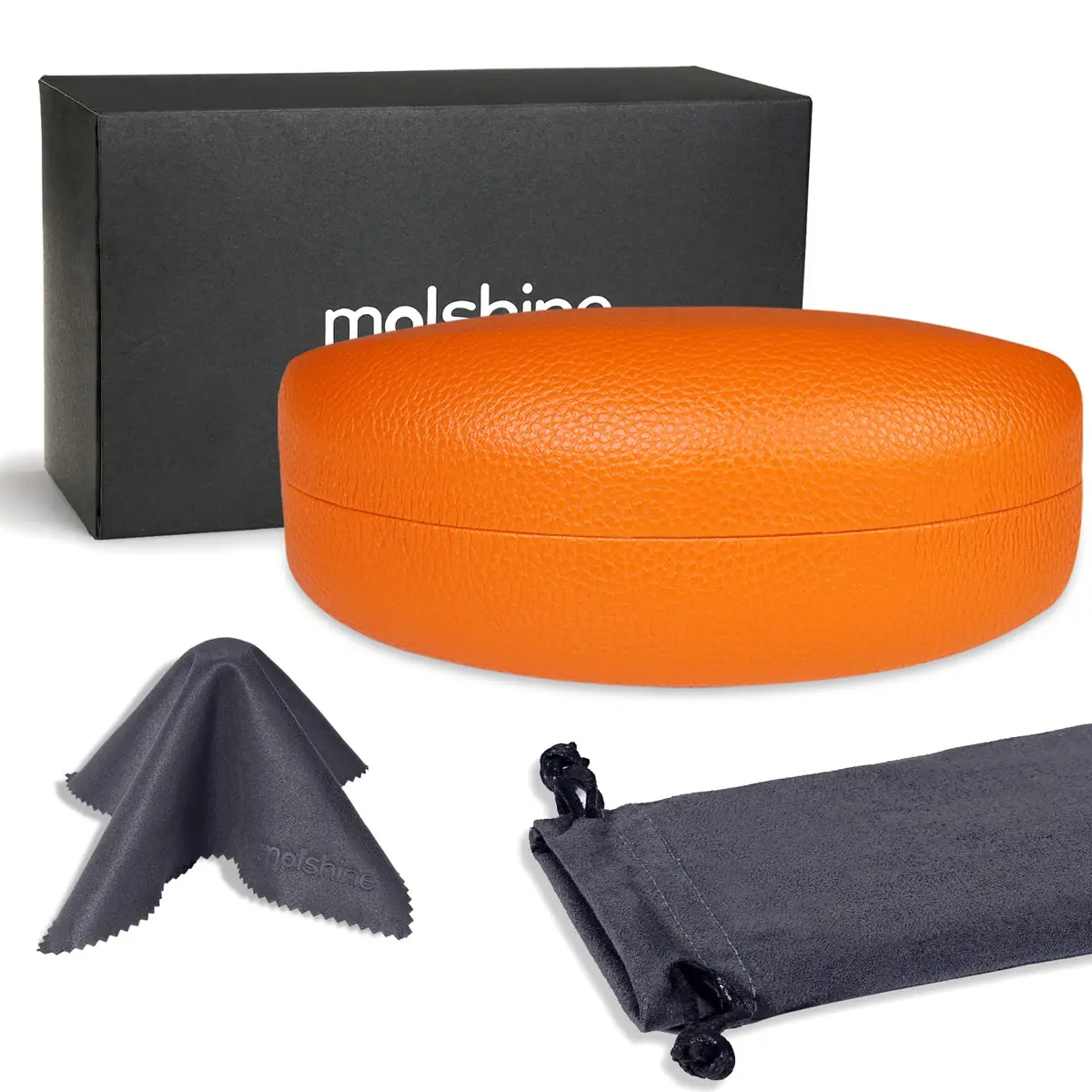 molshine Hard Shell Sunglasses Case, Classic Eyeglass Case for Men & Women, Orange | 16.5 cm (6.5") - view 2