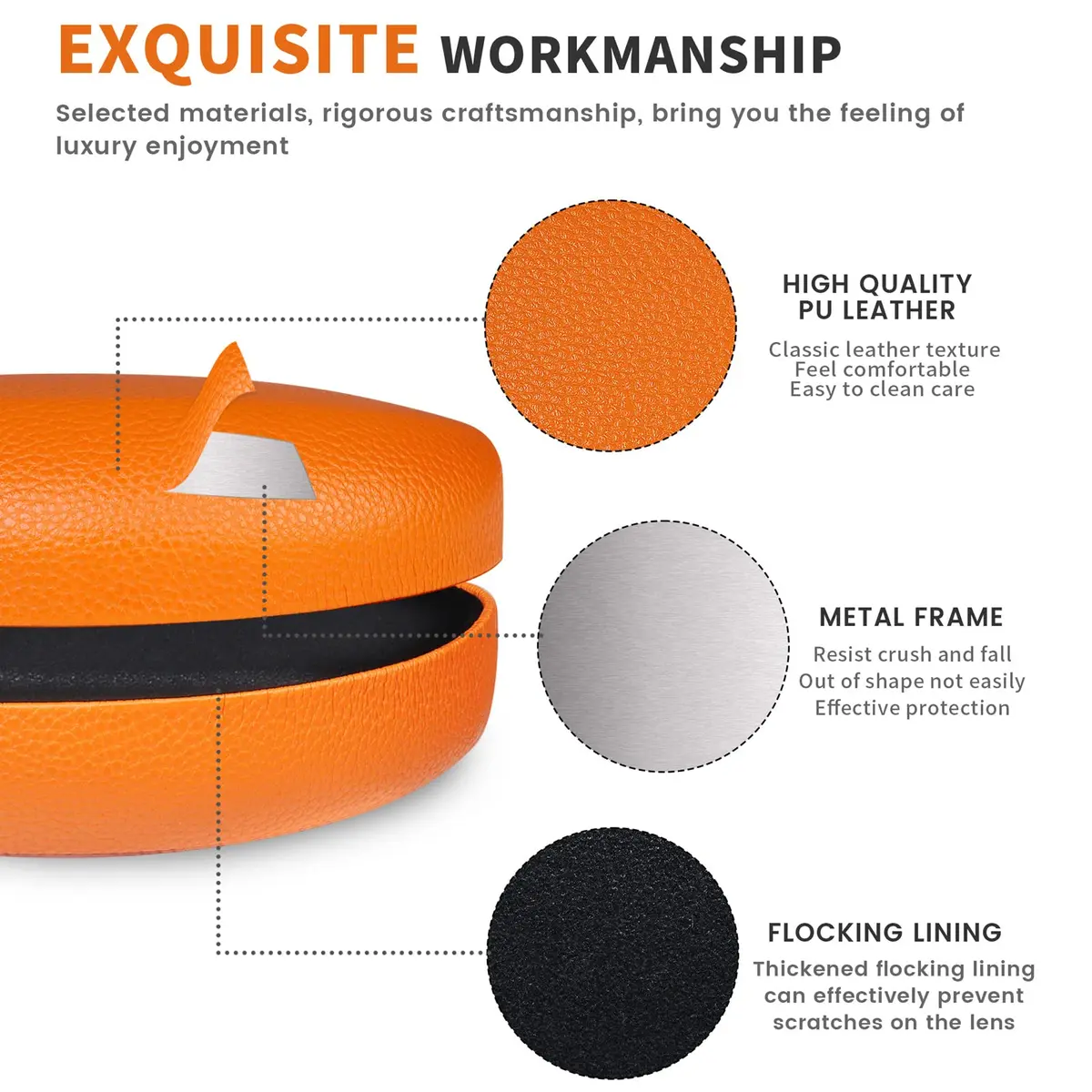 molshine Hard Shell Sunglasses Case, Classic Eyeglass Case for Men & Women, Orange | 16.5 cm (6.5") - view 4