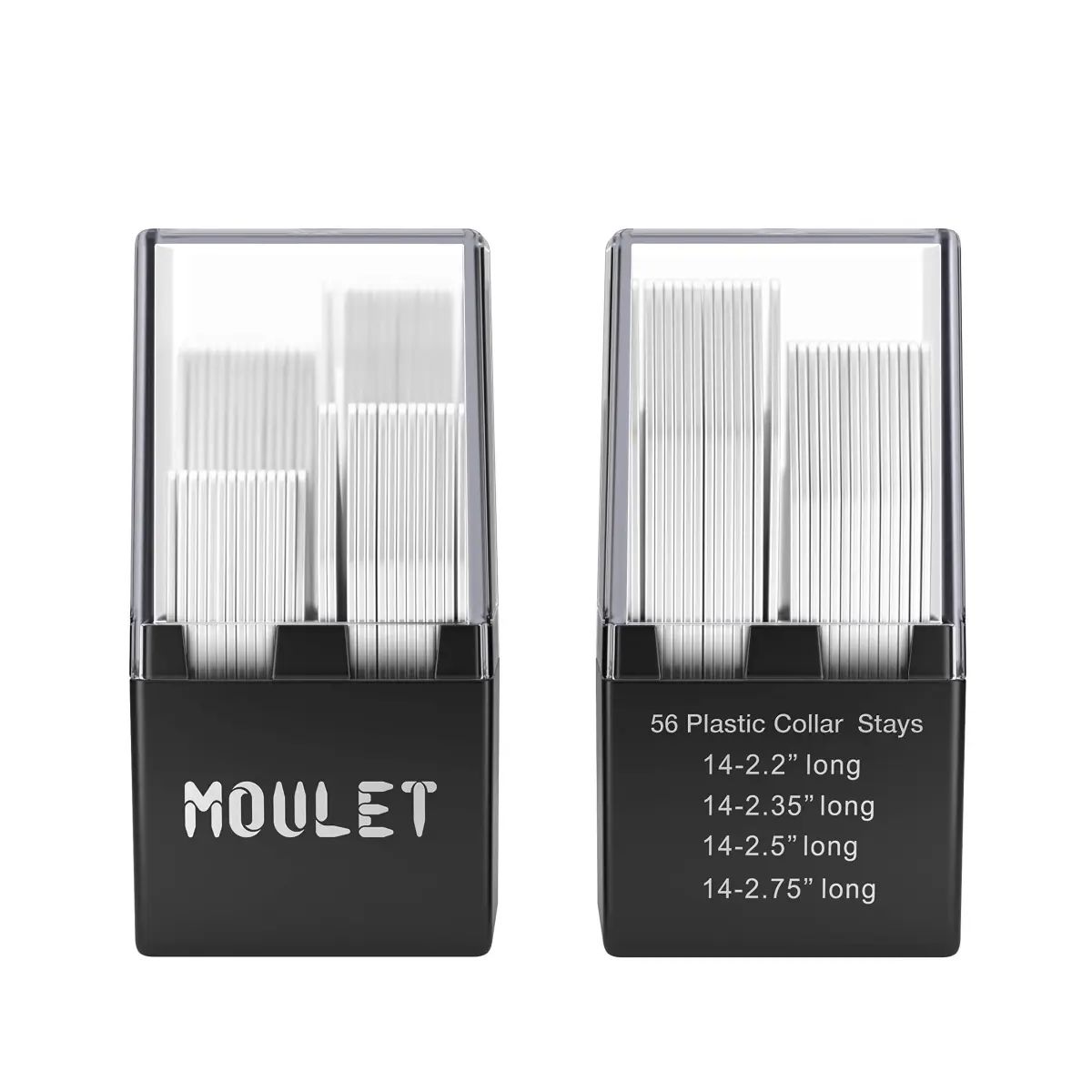 Moulet Plastic Collar Stays for Men's Dress Shirts – 56 Count, 4 Sizes | Keep Collars Sharp All Day - view 8