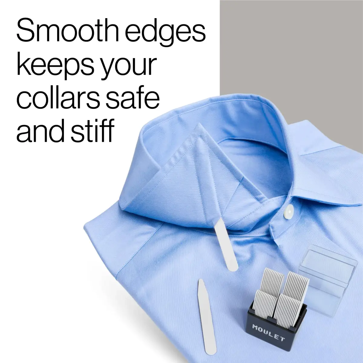 Moulet Plastic Collar Stays for Men's Dress Shirts – 56 Count, 4 Sizes | Keep Collars Sharp All Day - view 3