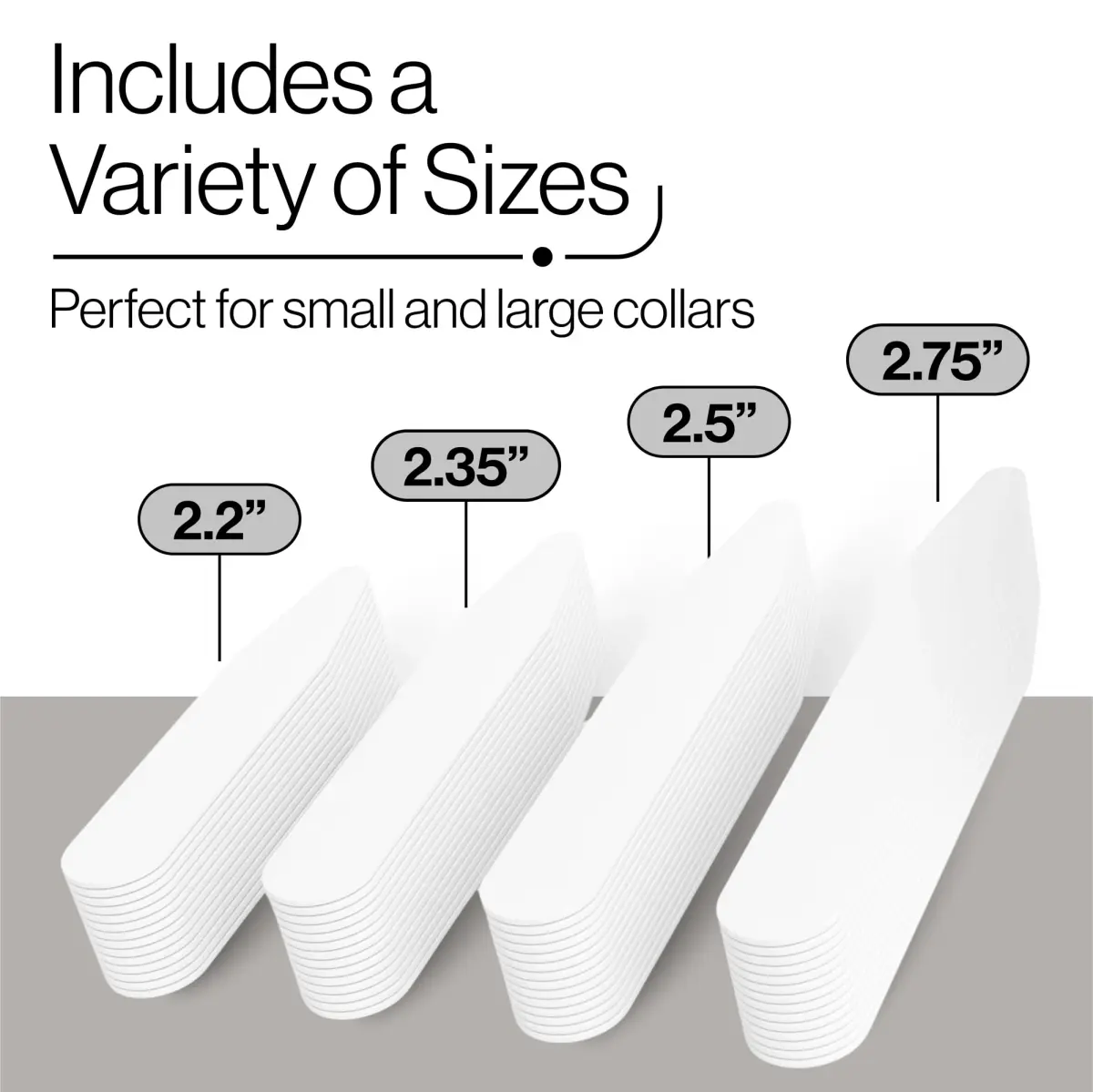 Moulet Plastic Collar Stays for Men's Dress Shirts – 56 Count, 4 Sizes | Keep Collars Sharp All Day - view 4