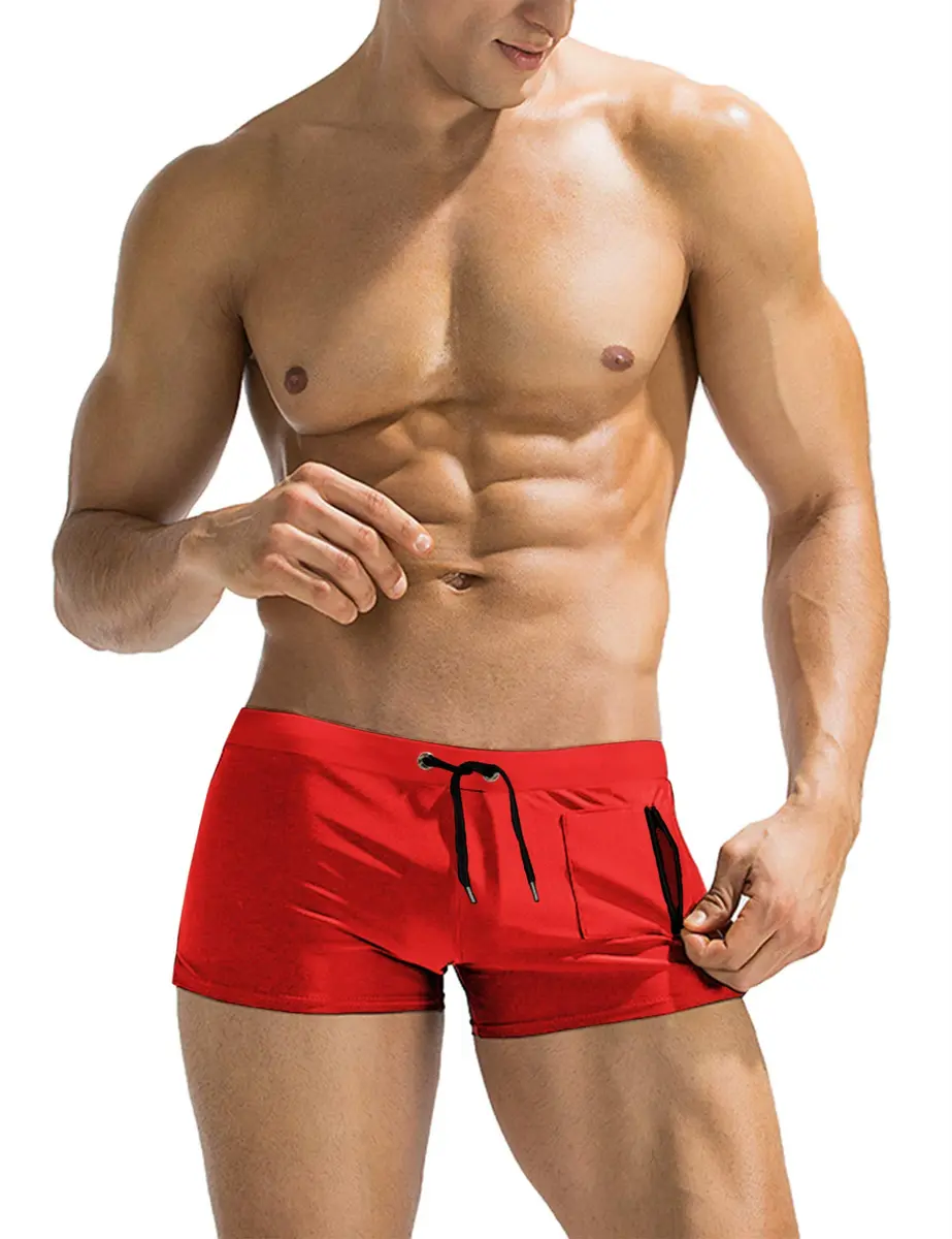 COOFANDY Mens Quick Dry Lightweight Square Leg Swimwear 1 - Red | Water Sport Ready - main product image