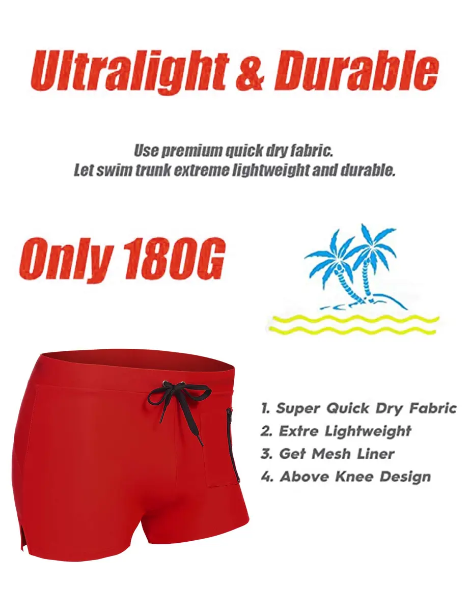 COOFANDY Mens Quick Dry Lightweight Square Leg Swimwear 1 - Red | Water Sport Ready - view 5