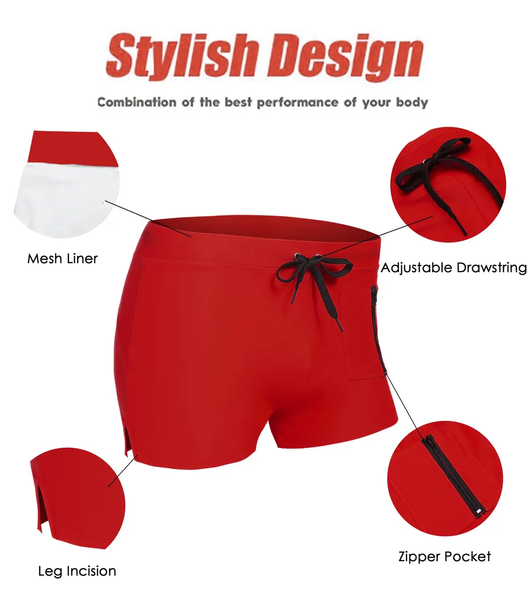 COOFANDY Mens Quick Dry Lightweight Square Leg Swimwear 1 - Red | Water Sport Ready - view 4