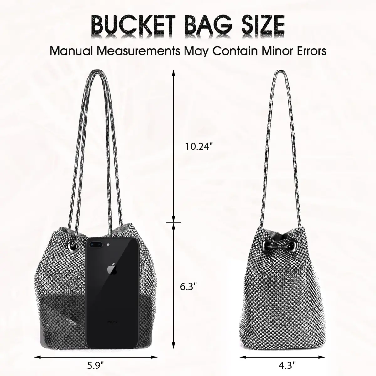 JIAN YA NA Rhinestone Bucket Bag Evening Purse - Bucket Black, X-Large - view 4