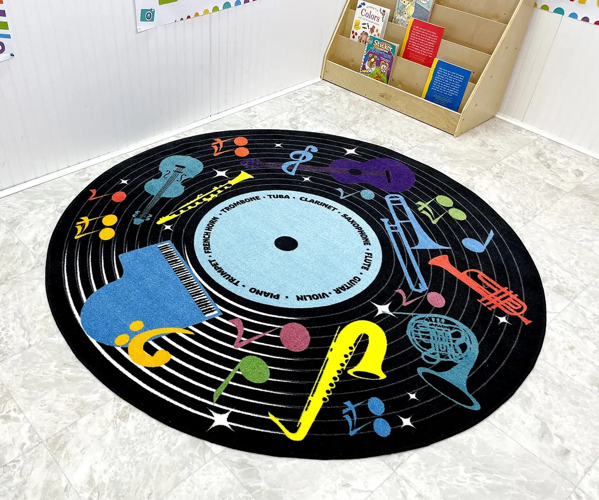KIDCARPET.COM Musical Instruments Circle Time Rug | Round Classroom Carpet for Preschool Group Activity Reading, 6' (1.83m) Diameter - view 2