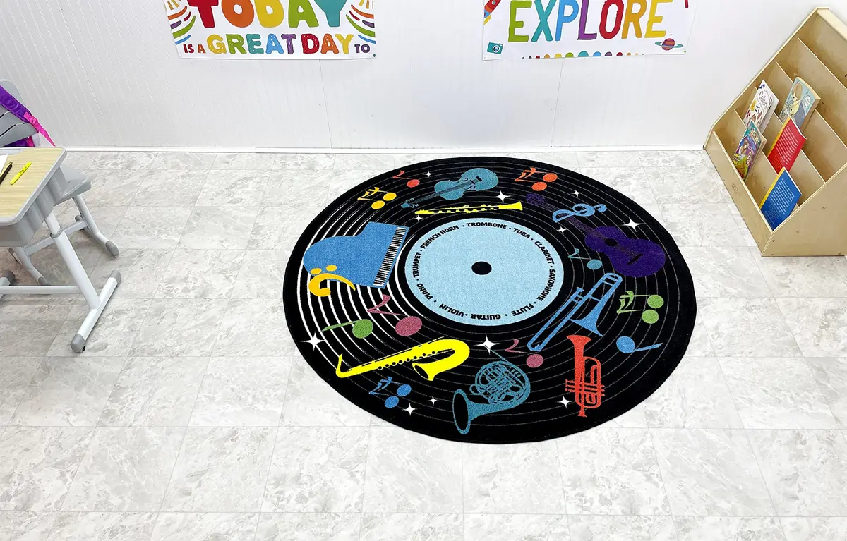 KIDCARPET.COM Musical Instruments Circle Time Rug | Round Classroom Carpet for Preschool Group Activity Reading, 6' (1.83m) Diameter - view 3