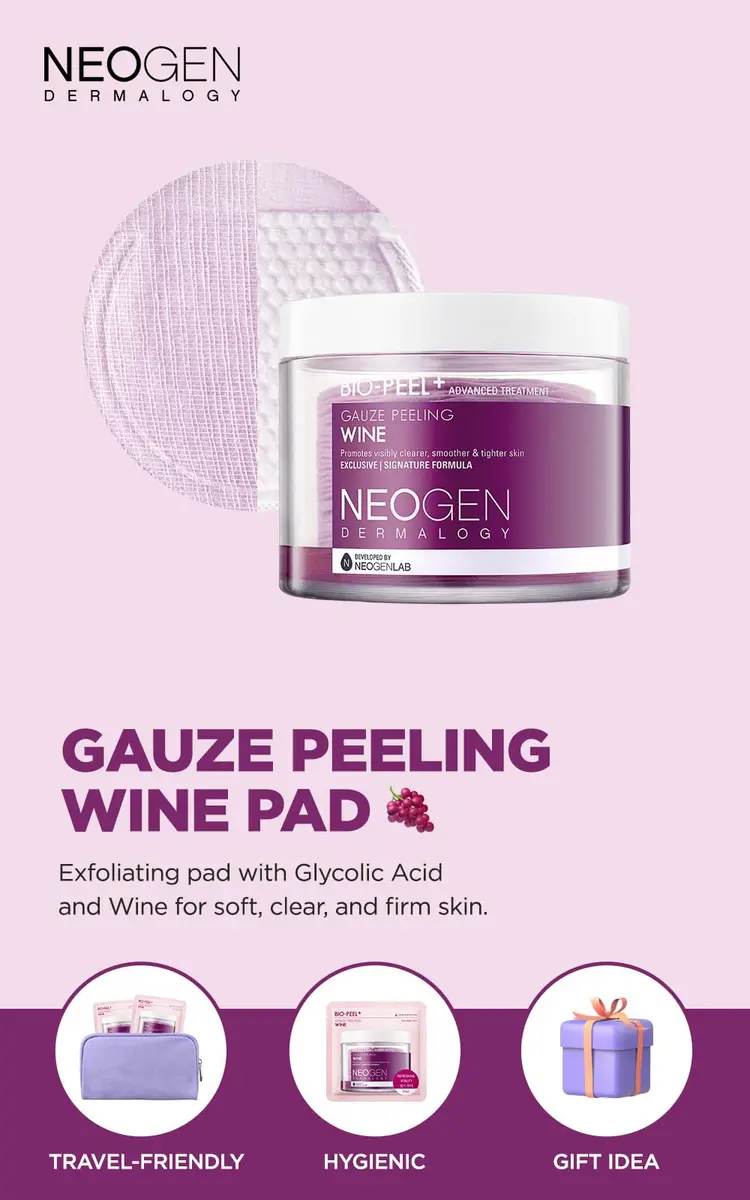 DERMALOGY by NEOGENLAB Bio-Peel Gauze Peeling Pads (Wine, 8 pcs) | Gentle exfoliation with antioxidants for healthy skin - view 2