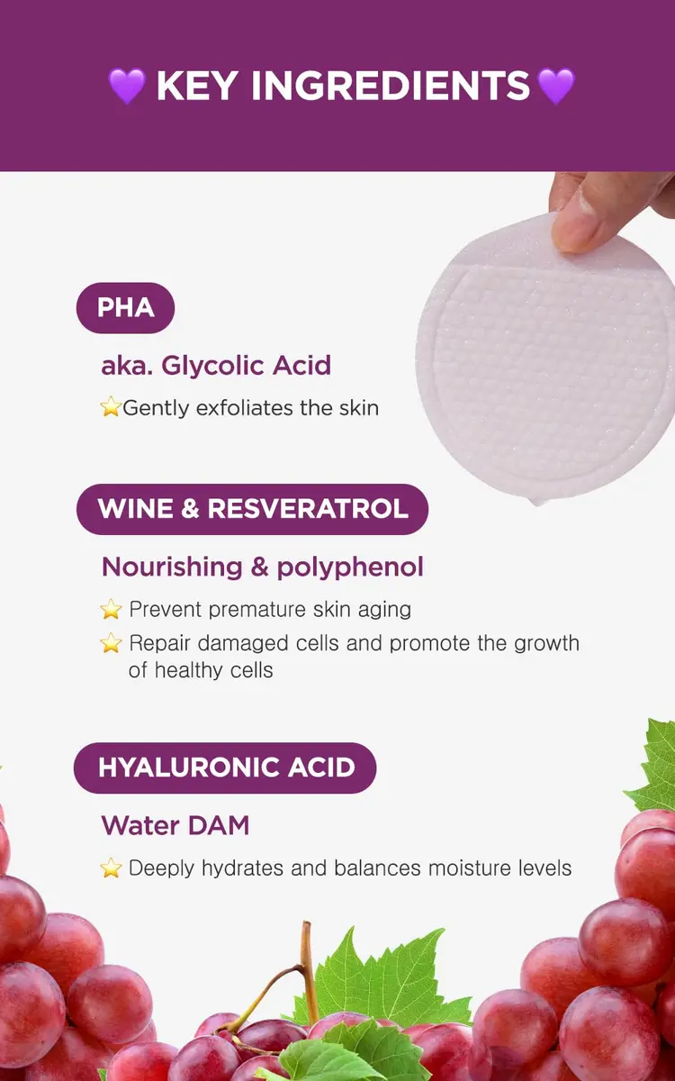 DERMALOGY by NEOGENLAB Bio-Peel Gauze Peeling Pads (Wine, 8 pcs) | Gentle exfoliation with antioxidants for healthy skin - view 4