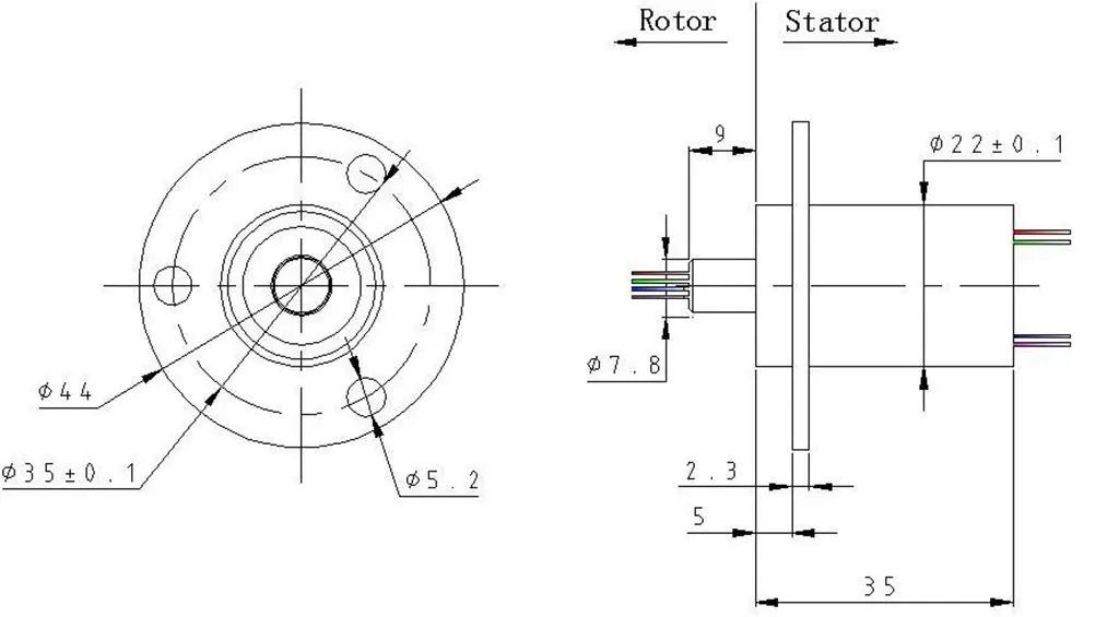 Taidacent Electrical Slip Ring Collector Ring Rotary Electrical Contact Joint 3 Wires 15A Diameter 22mm | Long-lasting gold contact - view 3