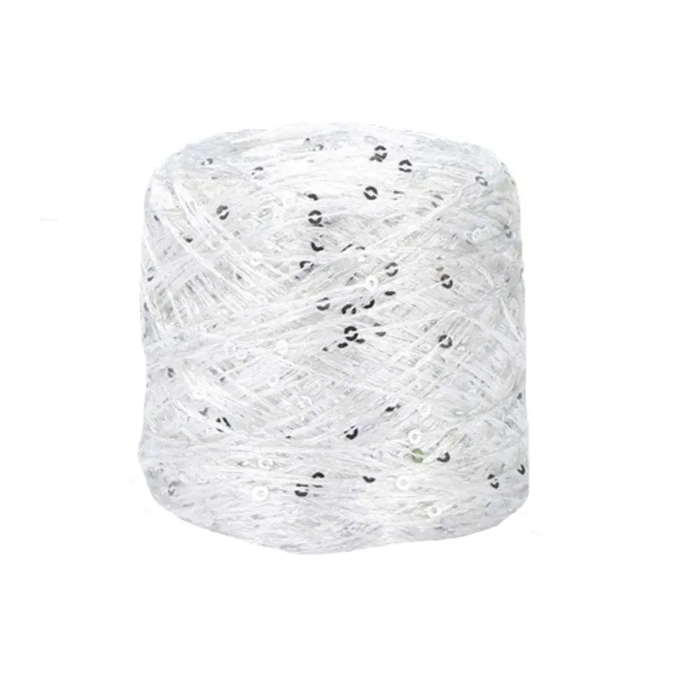 CLISIL White Sliver Sequin & Sparkle Art Yarn 100g (3.5 oz) | Glitter Yarn for Crochet & Knitting - main product image