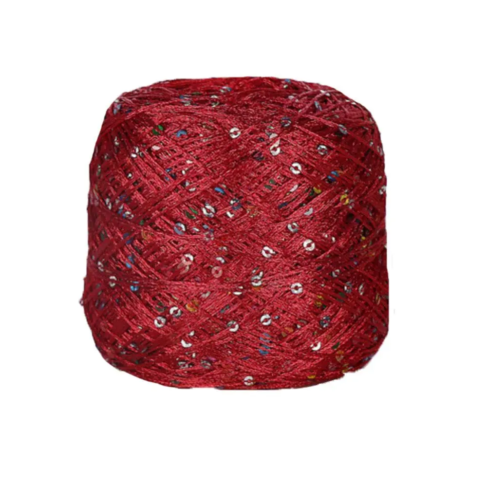 CLISIL Red Sequin Yarn 100g (3.5 oz) | Sparkle Fantasy Lace Art Yarn for Crochet Knitting Weaving - main product image