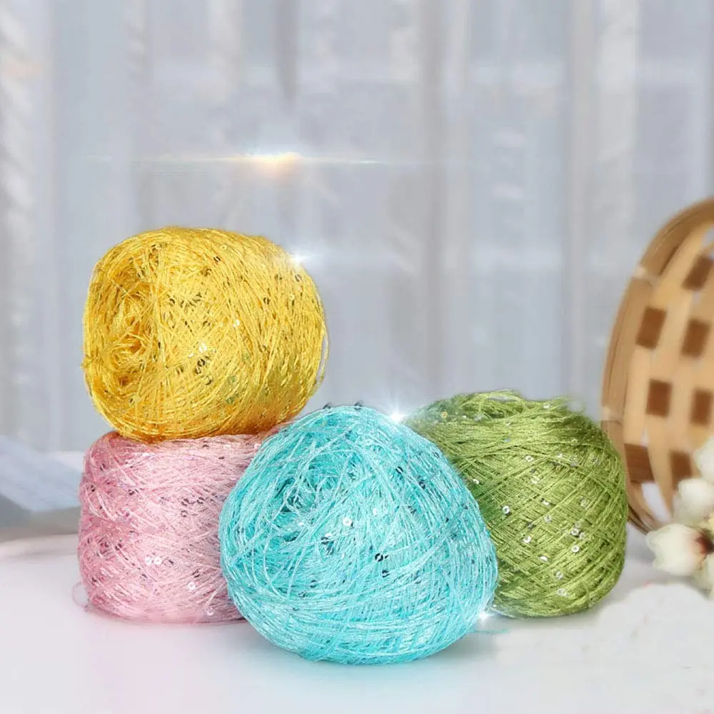 CLISIL Red Sequin Yarn 100g (3.5 oz) | Sparkle Fantasy Lace Art Yarn for Crochet Knitting Weaving - view 4