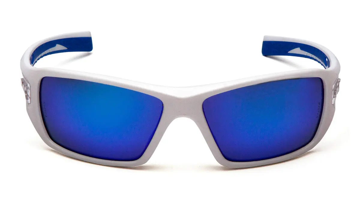 Pyramex Velar Safety Glasses, White-Blue Frame/Ice Blue Mirror Lens Medium | ANSI Z87.1 Certified Impact Resistant Eyewear - view 2