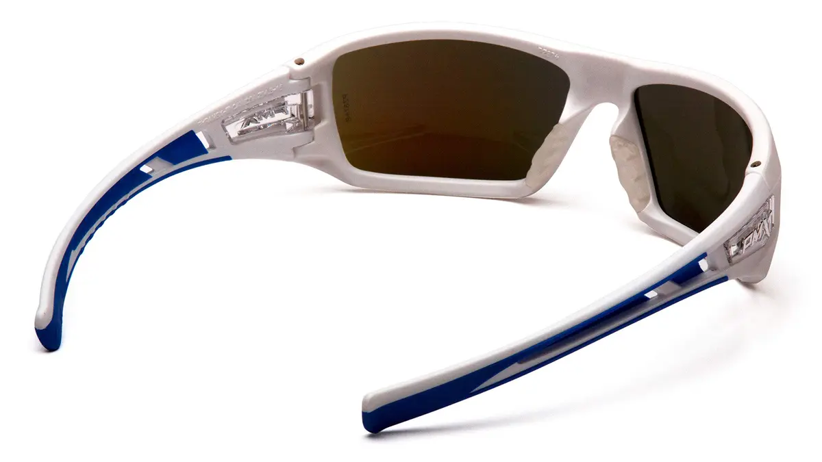 Pyramex Velar Safety Glasses, White-Blue Frame/Ice Blue Mirror Lens Medium | ANSI Z87.1 Certified Impact Resistant Eyewear - view 4