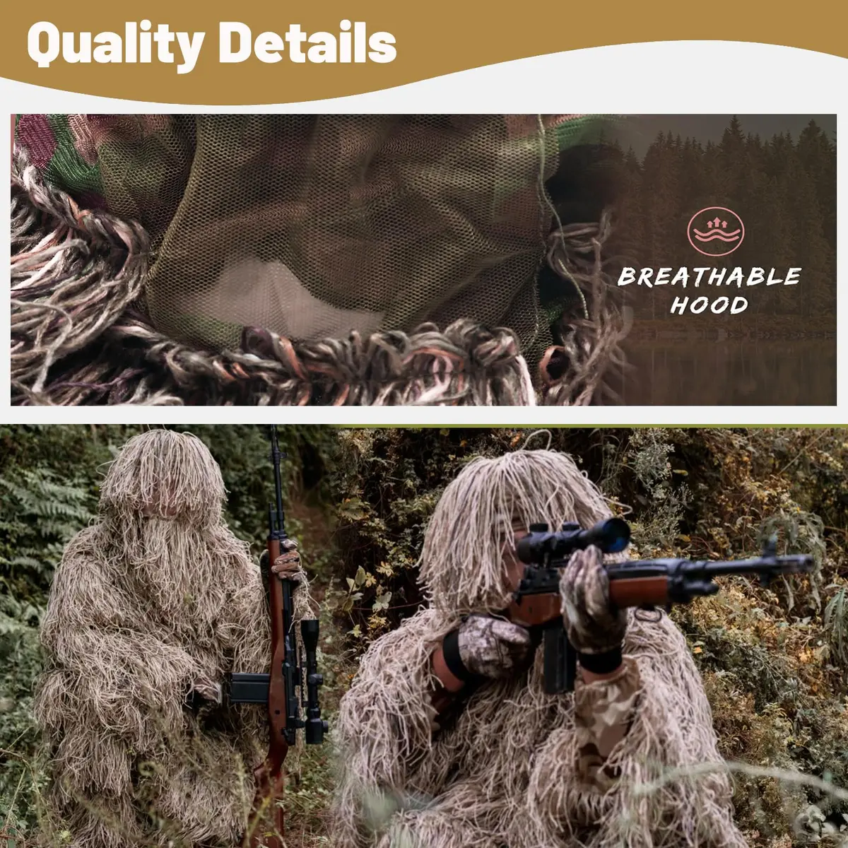 MOPHOTO 5 in 1 Ghillie Suit 3D Camouflage Hunting Suit Adult XL/2XL | Camouflage for Hunting & Wildlife - view 7