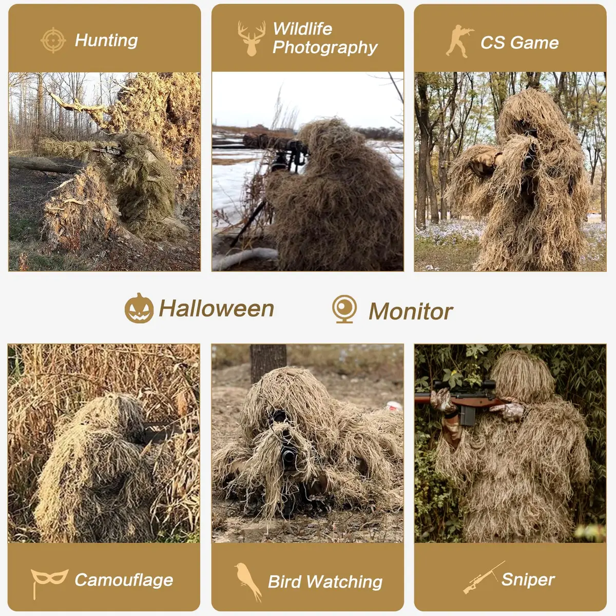 MOPHOTO 5 in 1 Ghillie Suit 3D Camouflage Hunting Suit Adult XL/2XL | Camouflage for Hunting & Wildlife - view 2