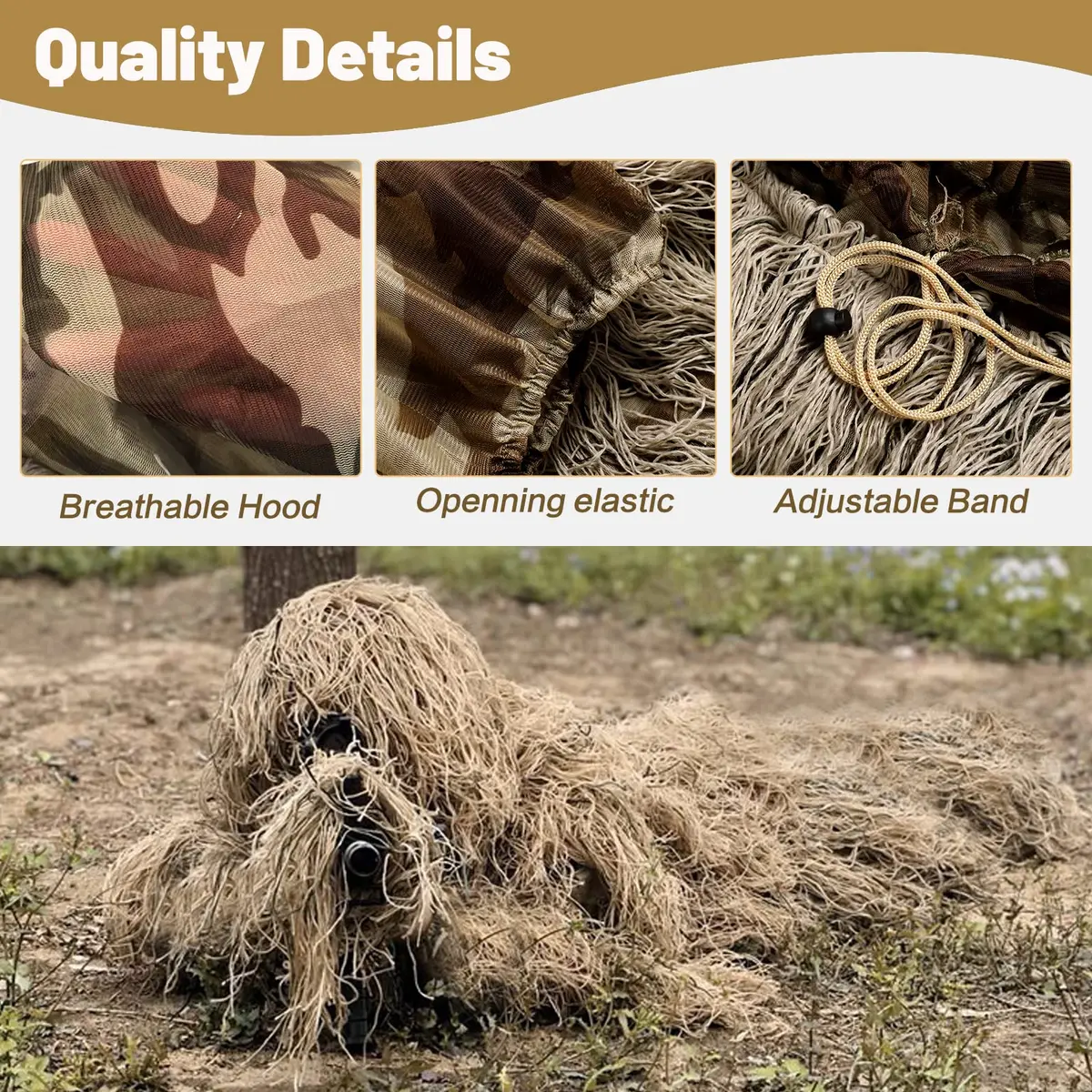 MOPHOTO 5 in 1 Ghillie Suit 3D Camouflage Hunting Suit Adult XL/2XL | Camouflage for Hunting & Wildlife - view 3