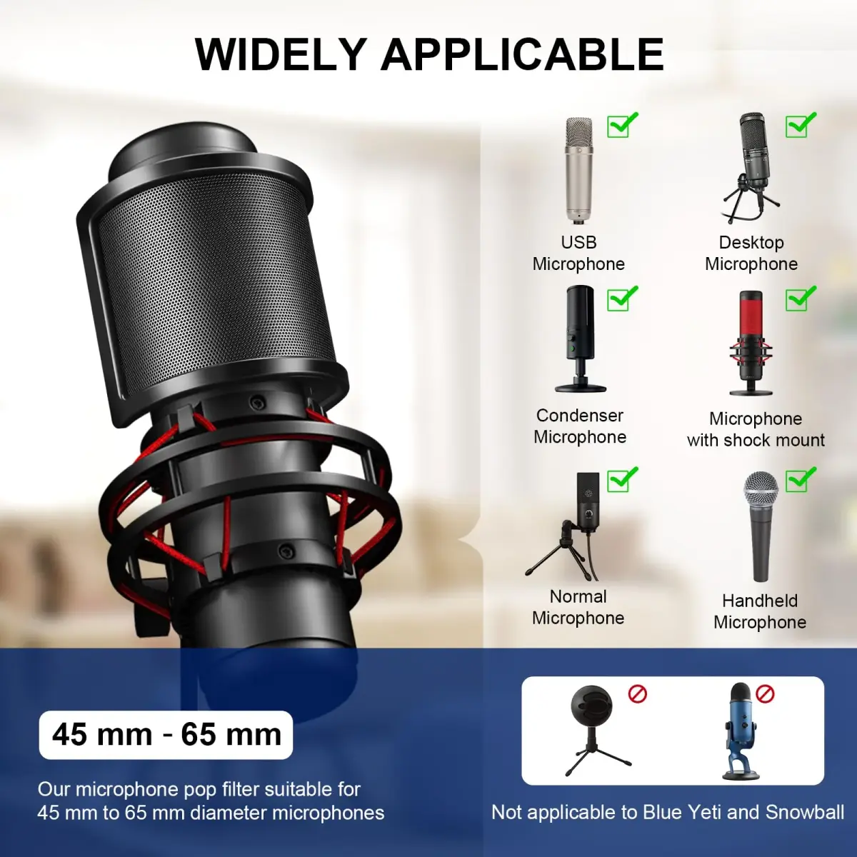 Aokeo 3-Layer Microphone Pop Filter with Metal Mesh & Foam for Handheld Mics | Reduces Plosives & Wind Noise - view 4