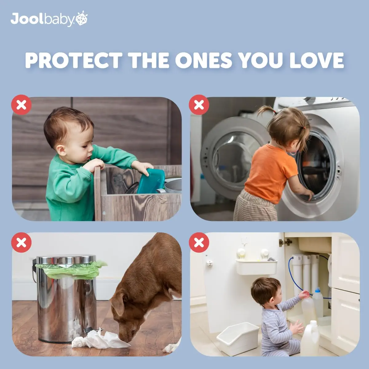 Jool Baby Child Safety Strap Locks (12 Pack) Baby Proof Cabinets, Drawers, Fridge, Toilet & Trash Cans – 3M Adhesive Childproof Locks - view 6