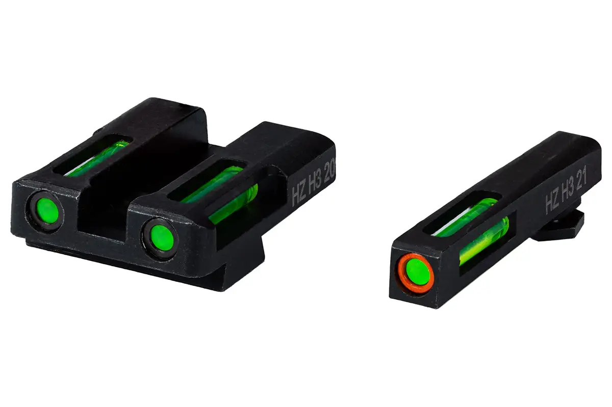 HIVIZ Litewave H3 Sight Tritium LitePipe for Glock 9mm, Green with Orange Front Ring | Day/Night Illumination - main product image