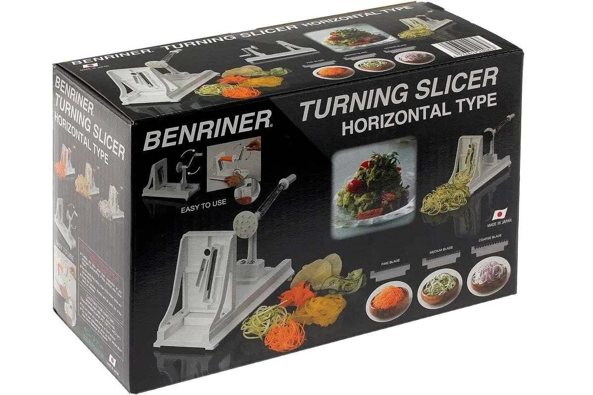 Benriner Turning Slicer White | 4 Japanese Stainless Steel Blades for Precise Vegetable & Fruit Strands - view 4