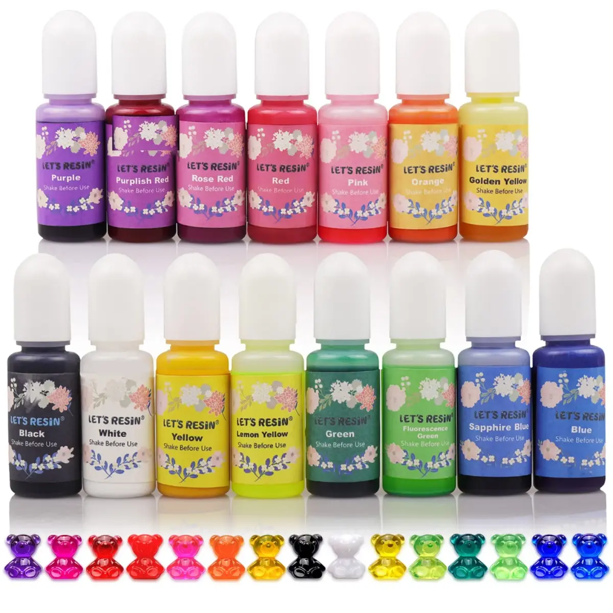 LET'S RESIN Epoxy Resin Dye 15 Colors (10ml/bottle) | Translucent Liquid Pigment for Resin Art & Jewelry Making - main product image