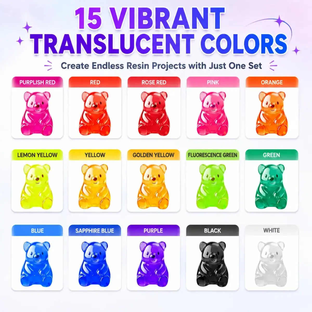 LET'S RESIN Epoxy Resin Dye 15 Colors (10ml/bottle) | Translucent Liquid Pigment for Resin Art & Jewelry Making - view 2