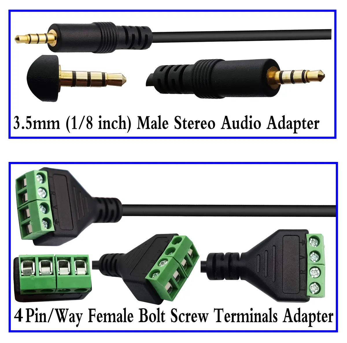 zdyCGTime 3.5mm Screw Terminal Block Cable 30CM | Stereo TRRS Male to 4 Pin Female Adapter - view 6