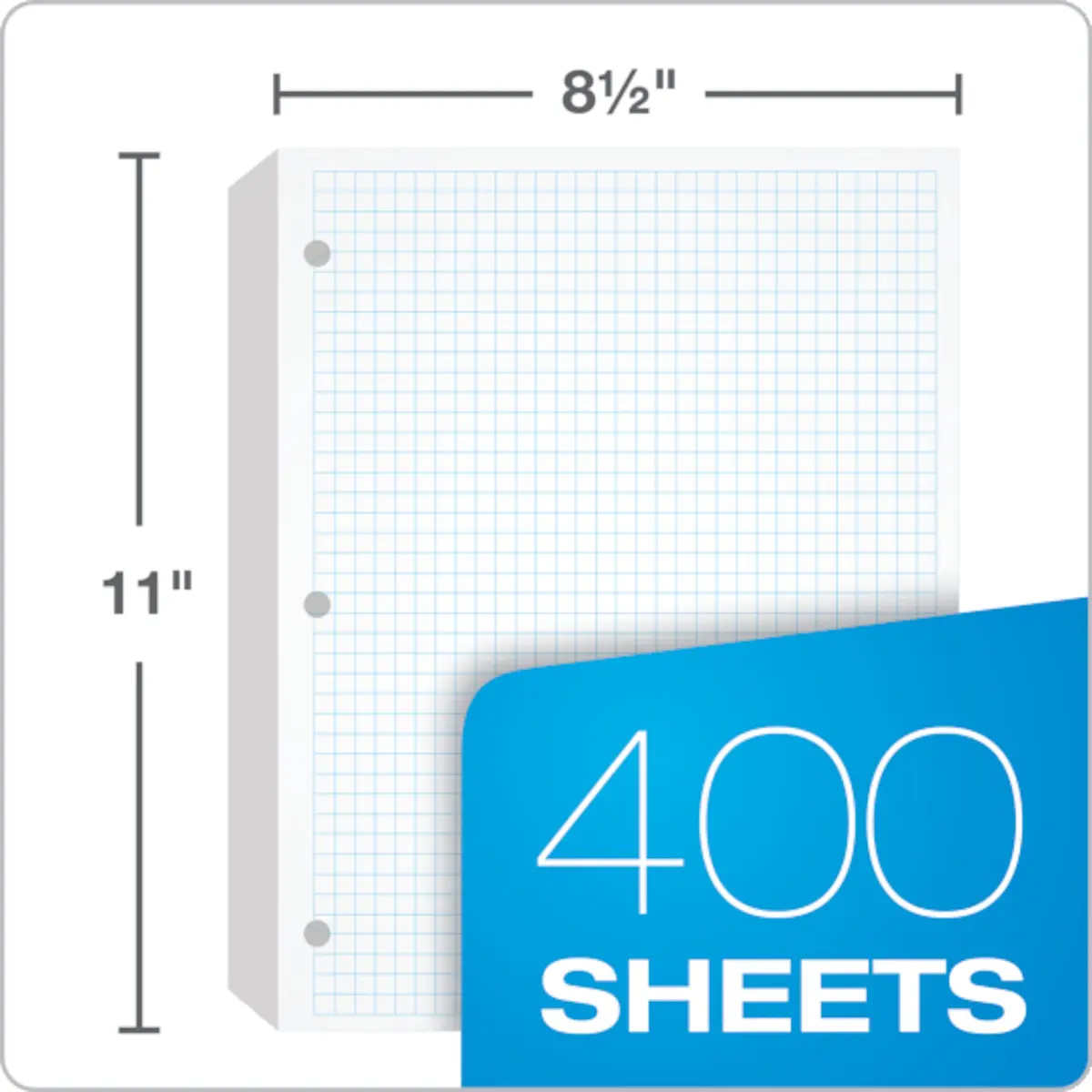 Oxford White Writing Paper 8-1/2" x 11" | 400 Sheets Graph Rule, 3-Hole Punched, Loose-Leaf for 3-Ring Binders - view 2