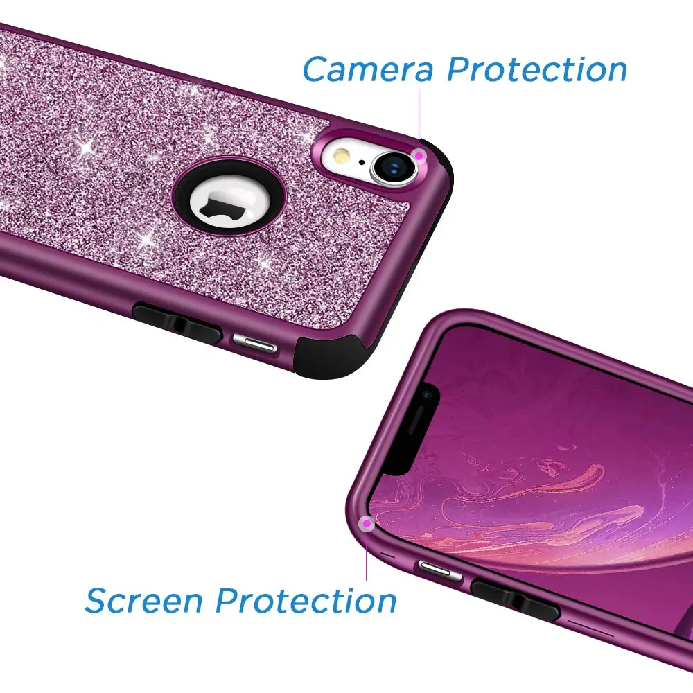 Hython Compatible with iPhone XR Case, Heavy Duty Full-Body Defender 6.1-Inch | Glitter Sparkle Shockproof Cover - view 5