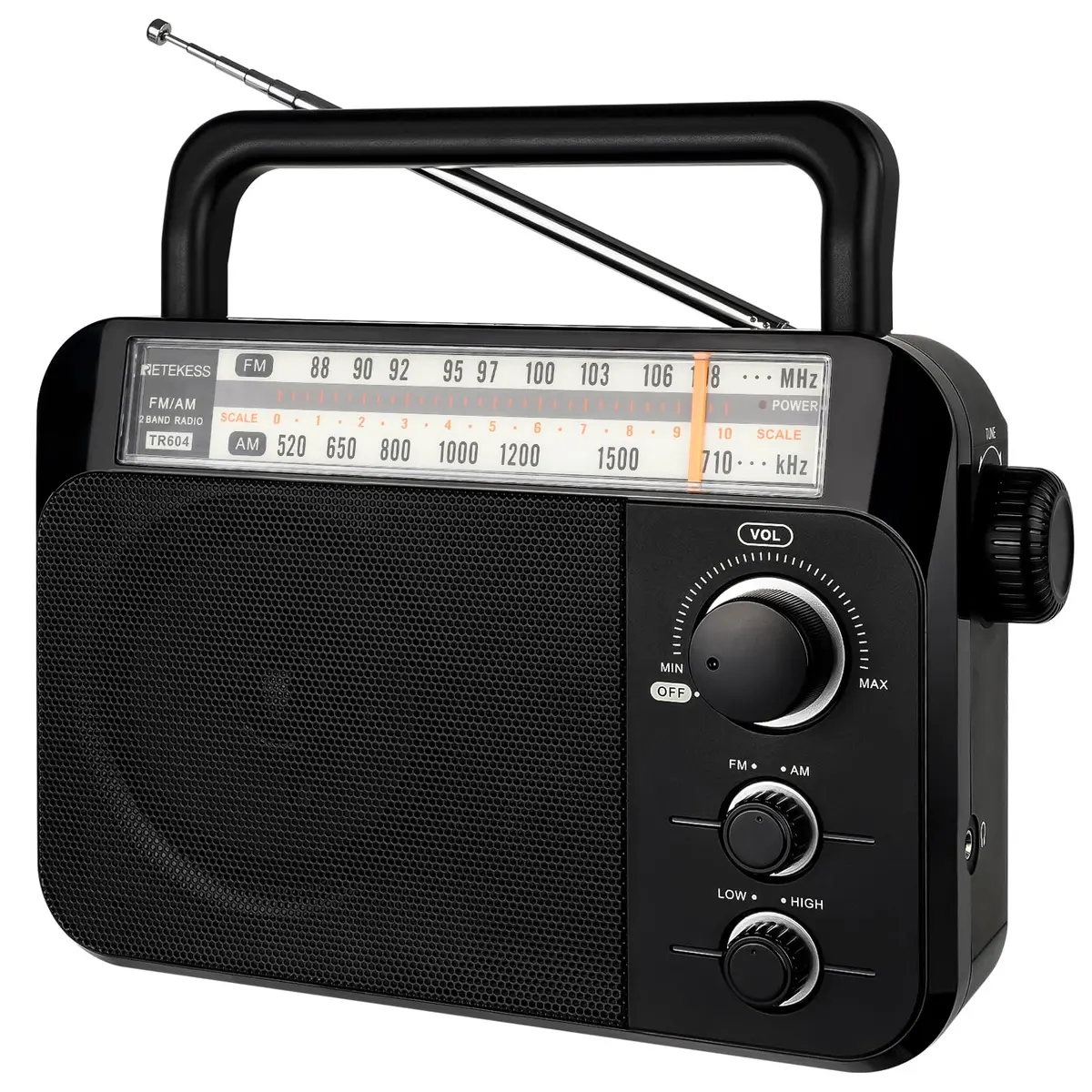 Retekess TR604 AM FM Radio Portable Plug-in Wall Black | Simple Operation for Elders - main product image
