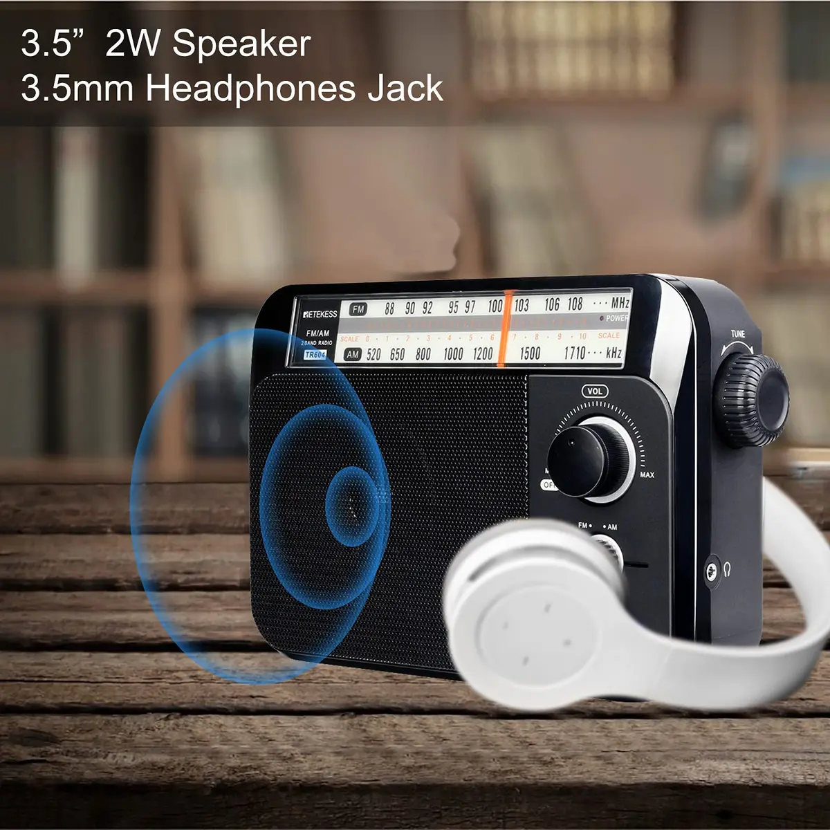 Retekess TR604 AM FM Radio Portable Plug-in Wall Black | Simple Operation for Elders - view 5